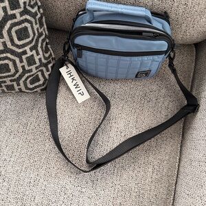 IHKWIP Quilted Crossbody w/ Removable Wristlet Strap in light blue NWT